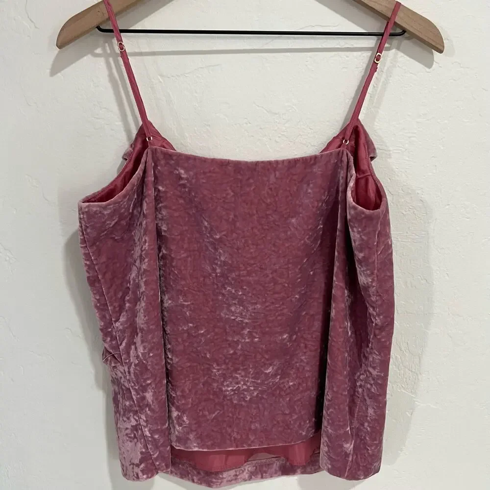 J.Crew Pink Purple Crushed Velvet Ruffle Tank Top Size Medium New